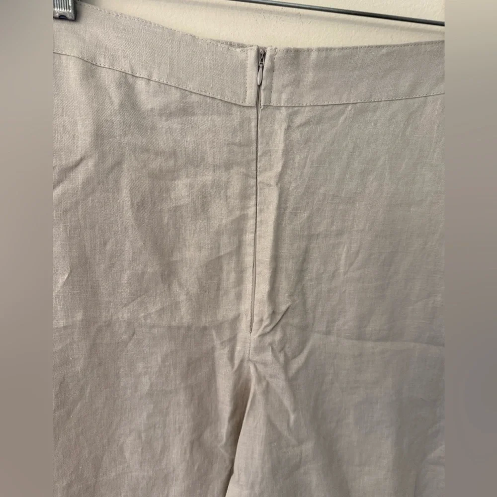Due Panno chic minimalist beige pants flat front & back straight leg SZ 36 (2-4)